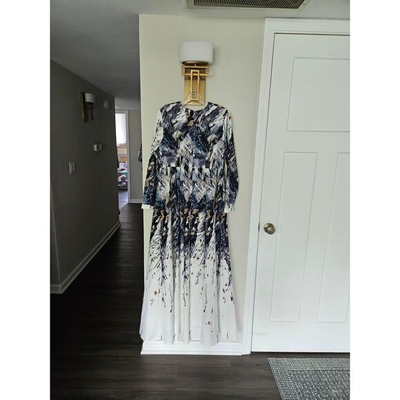Annah Hariri White Navy Embellished Mango Modest Dress Formal Dress NWT Size 10 - Picture 11 of 12